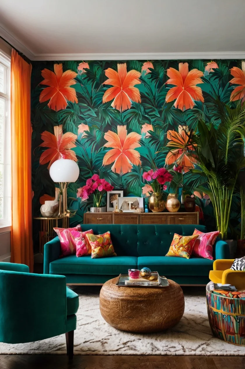 Bold and Vibrant Wallpaper for the Living Room