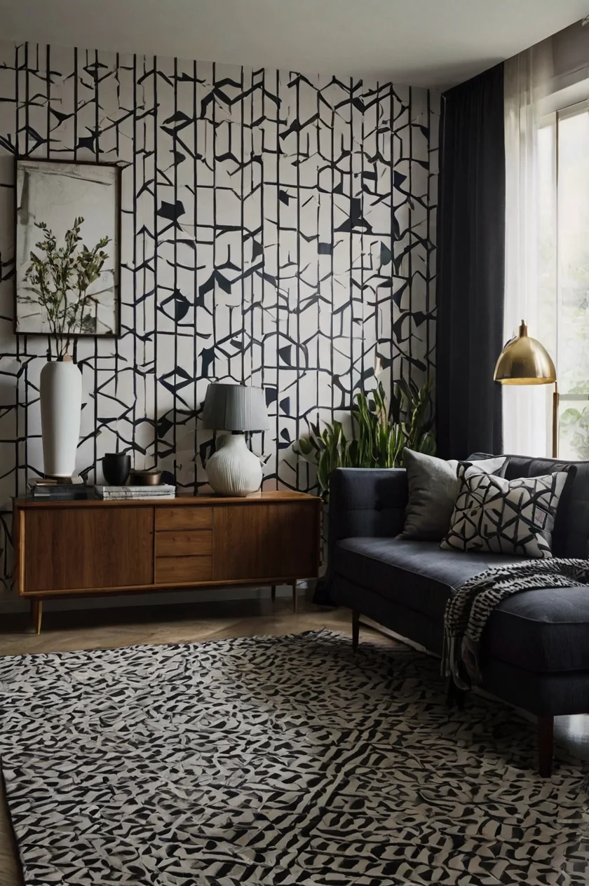 Geometric Wallpaper for the Living Room