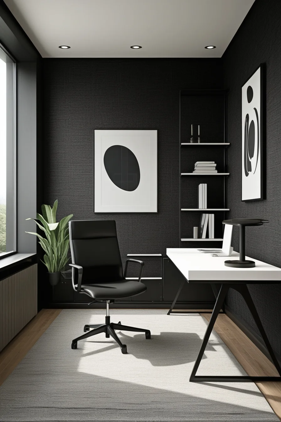 Minimalist Black Texture Black Wallpaper for the Home Office